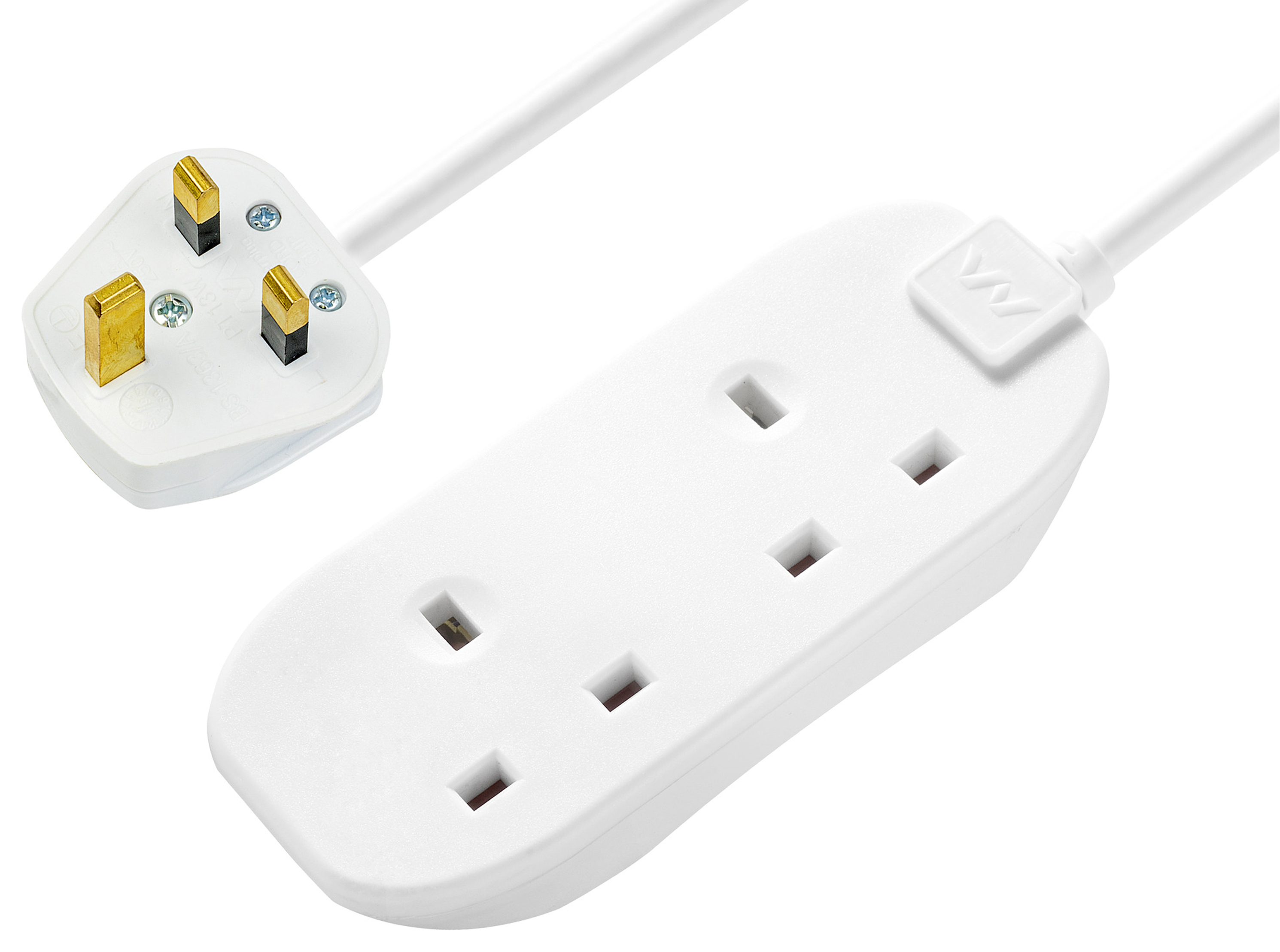 Masterplug 2 Socket Extension Lead - White 3m 13A