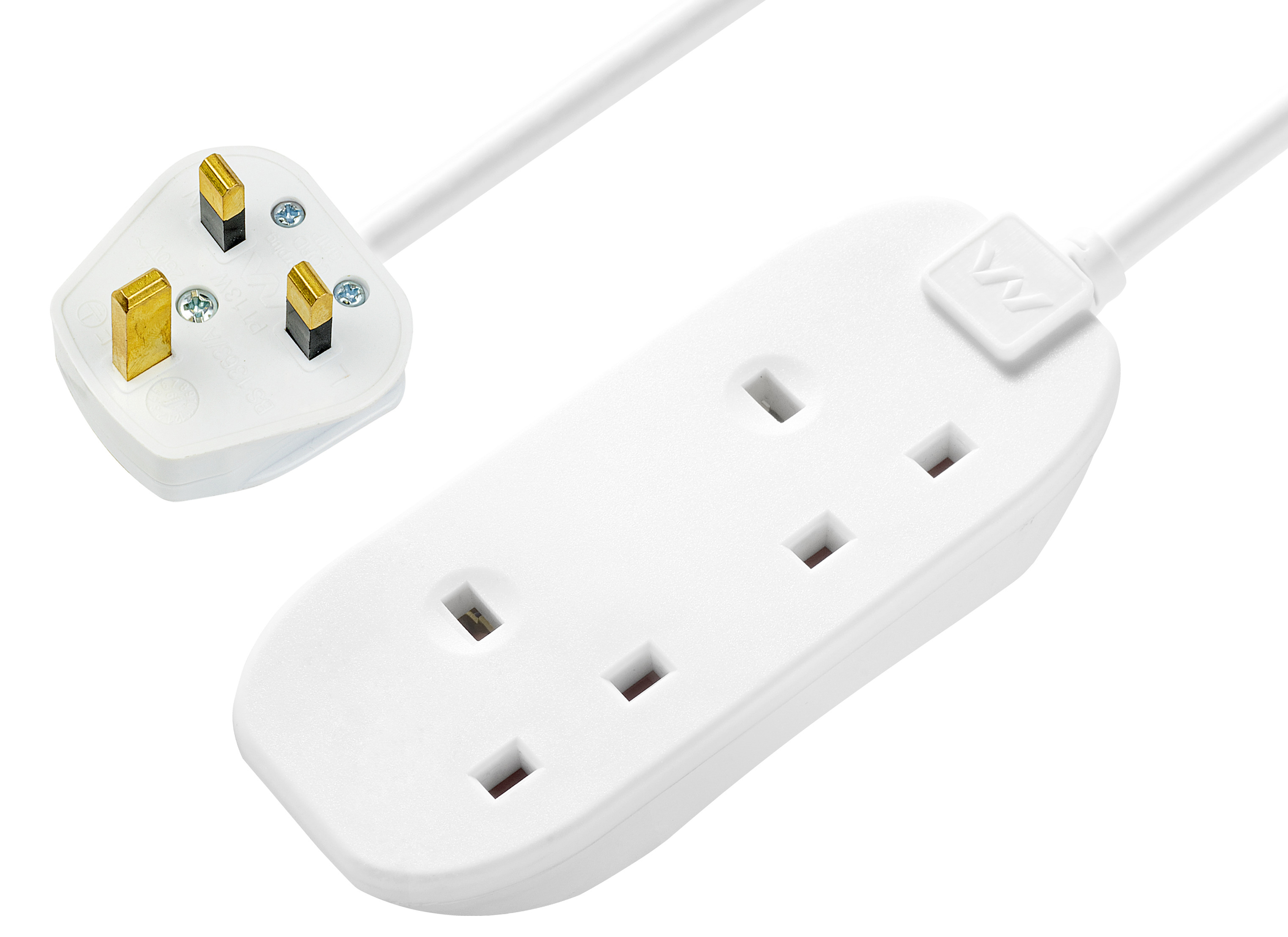 Masterplug 13A Double Socket Extension Lead with 5m Cable - White