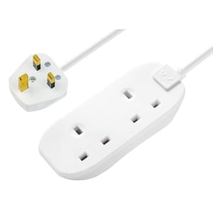 Masterplug 2 Socket Extension Lead - White 5m 13A