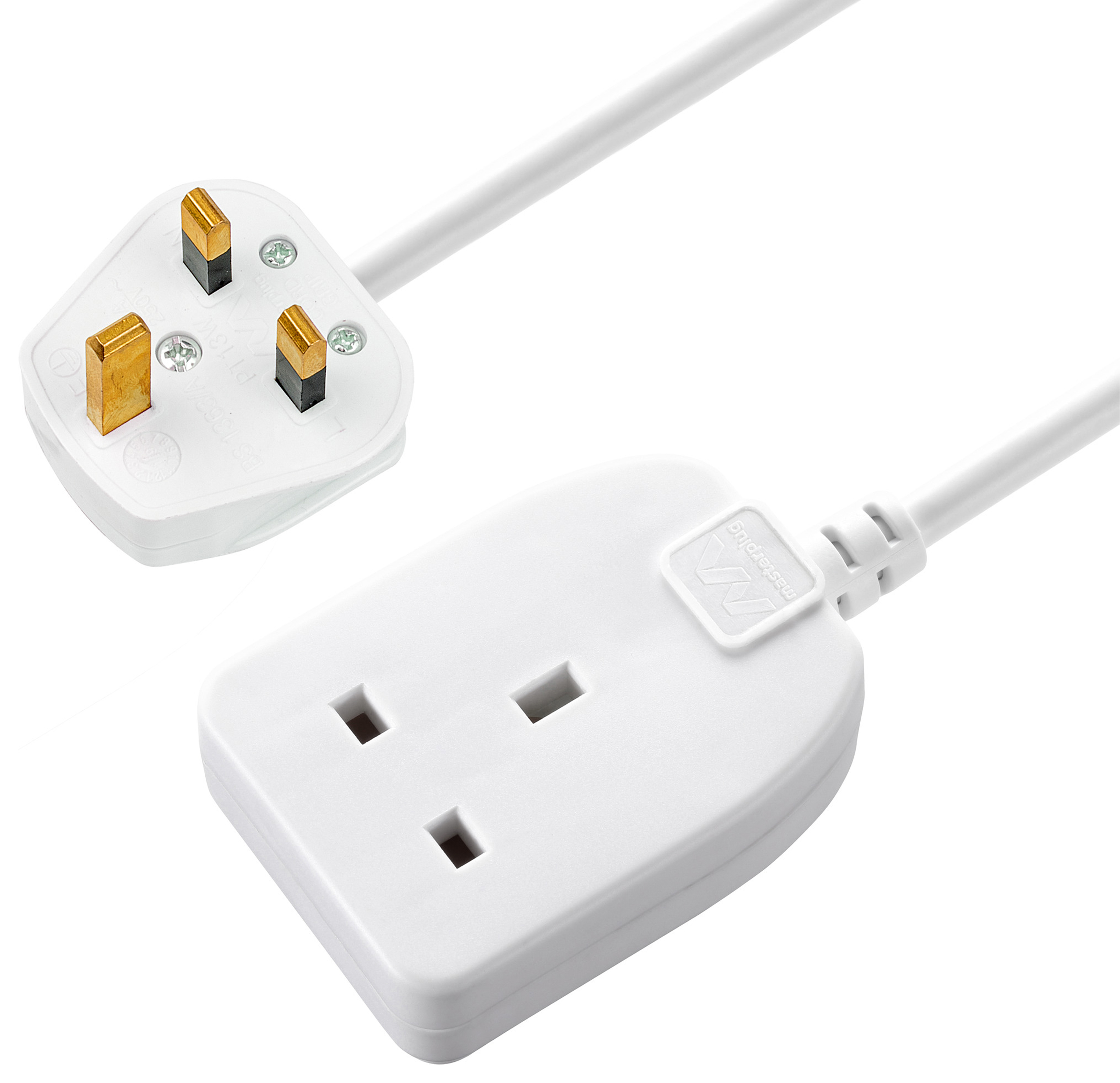 Masterplug 13A Single Socket White Extension Lead - 10m