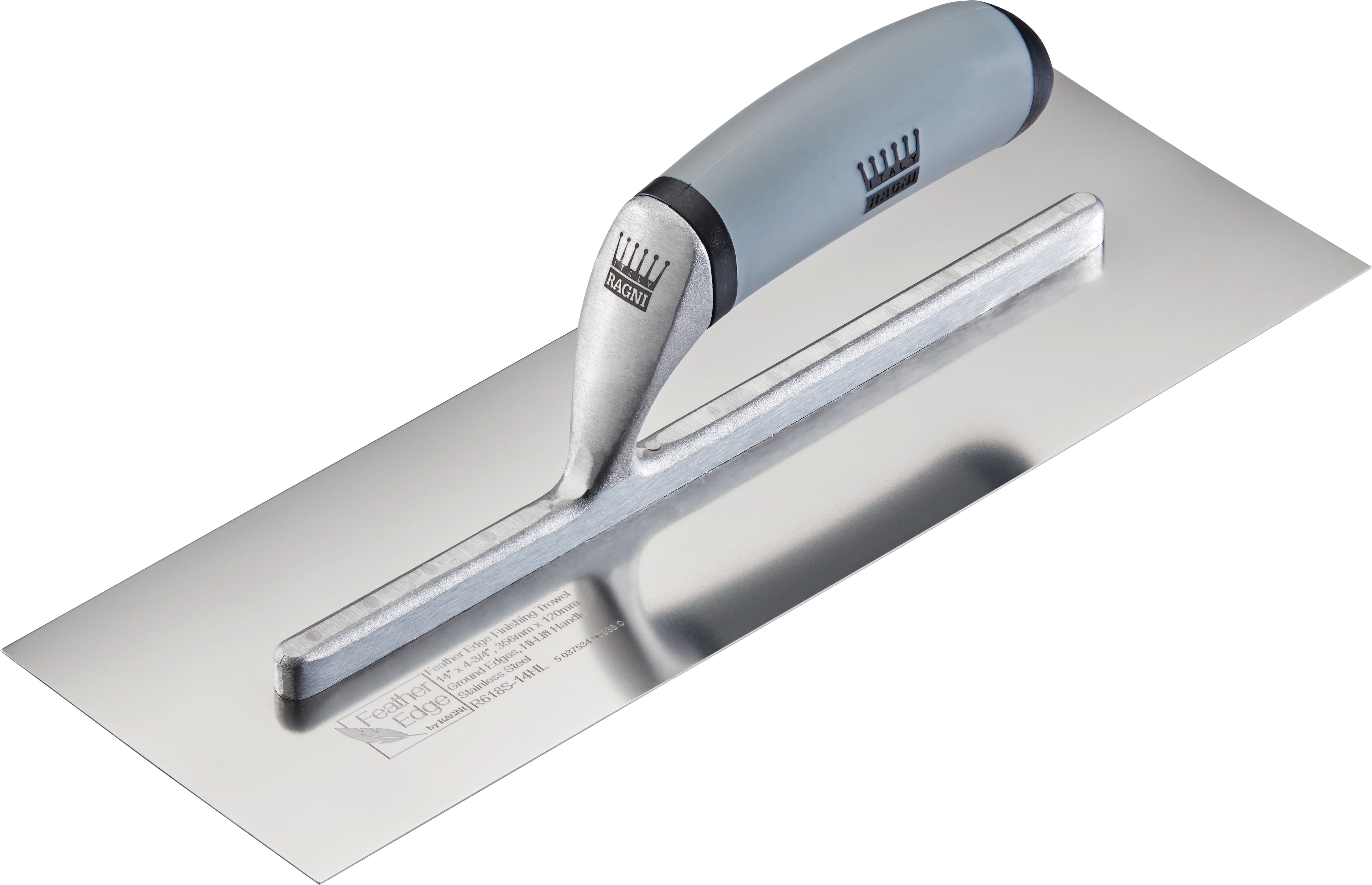 Ragni R618S-14HL Stainless Steel Part Worn Finishing Trowel - 14"