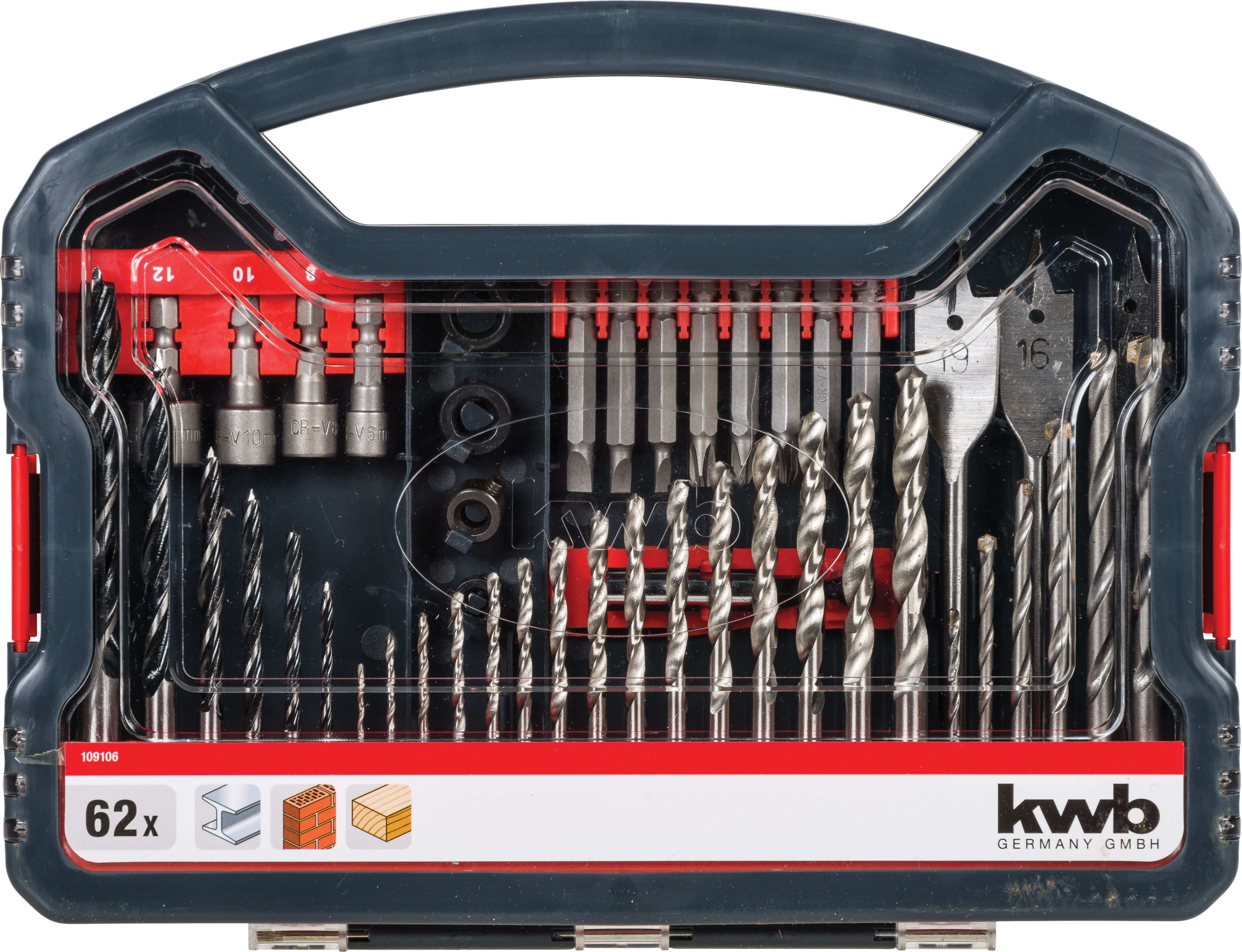 Image of Einhell Kwb 62 Piece Combination Drill Bit Set