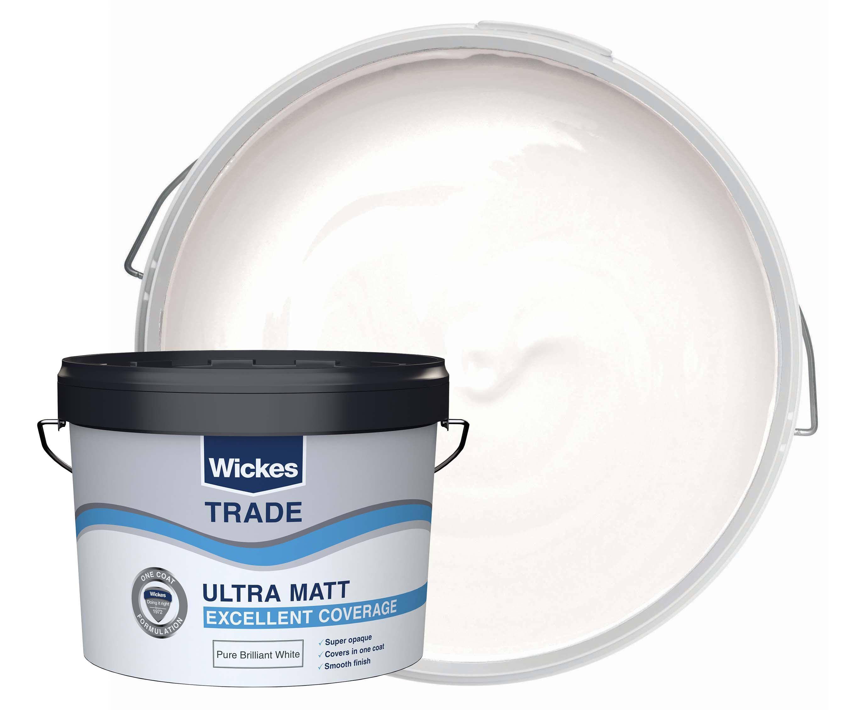 Image of Wickes Trade Ultra Matt Emulsion Paint - Pure Brilliant White - 10L