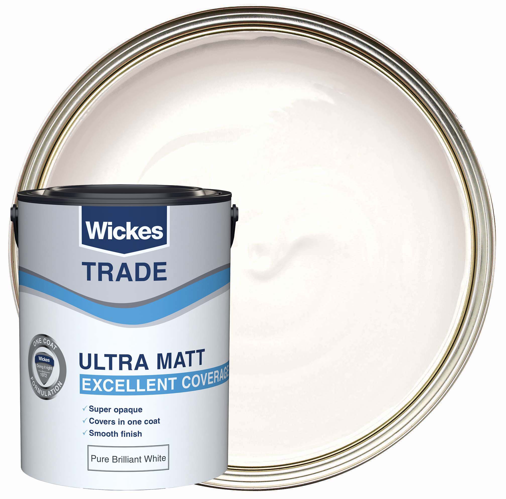 Image of Wickes Trade Ultra Matt Emulsion Paint - Pure Brilliant White - 5L