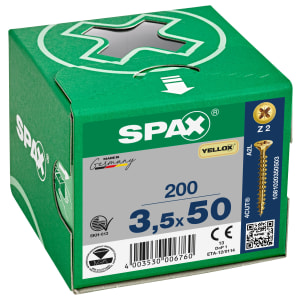 Spax Pz Countersunk Yellox Screws - 3.5x50mm Pack Of 200