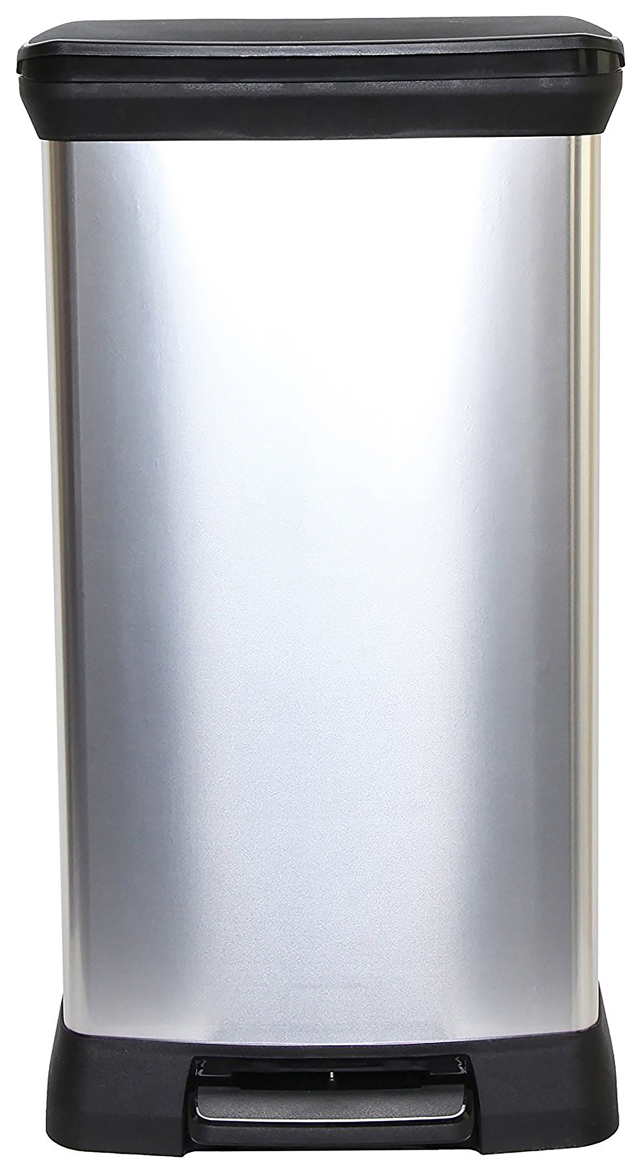 Image of Curver Metal Effect Pedal Deco Bin, Silver, 50 Litre