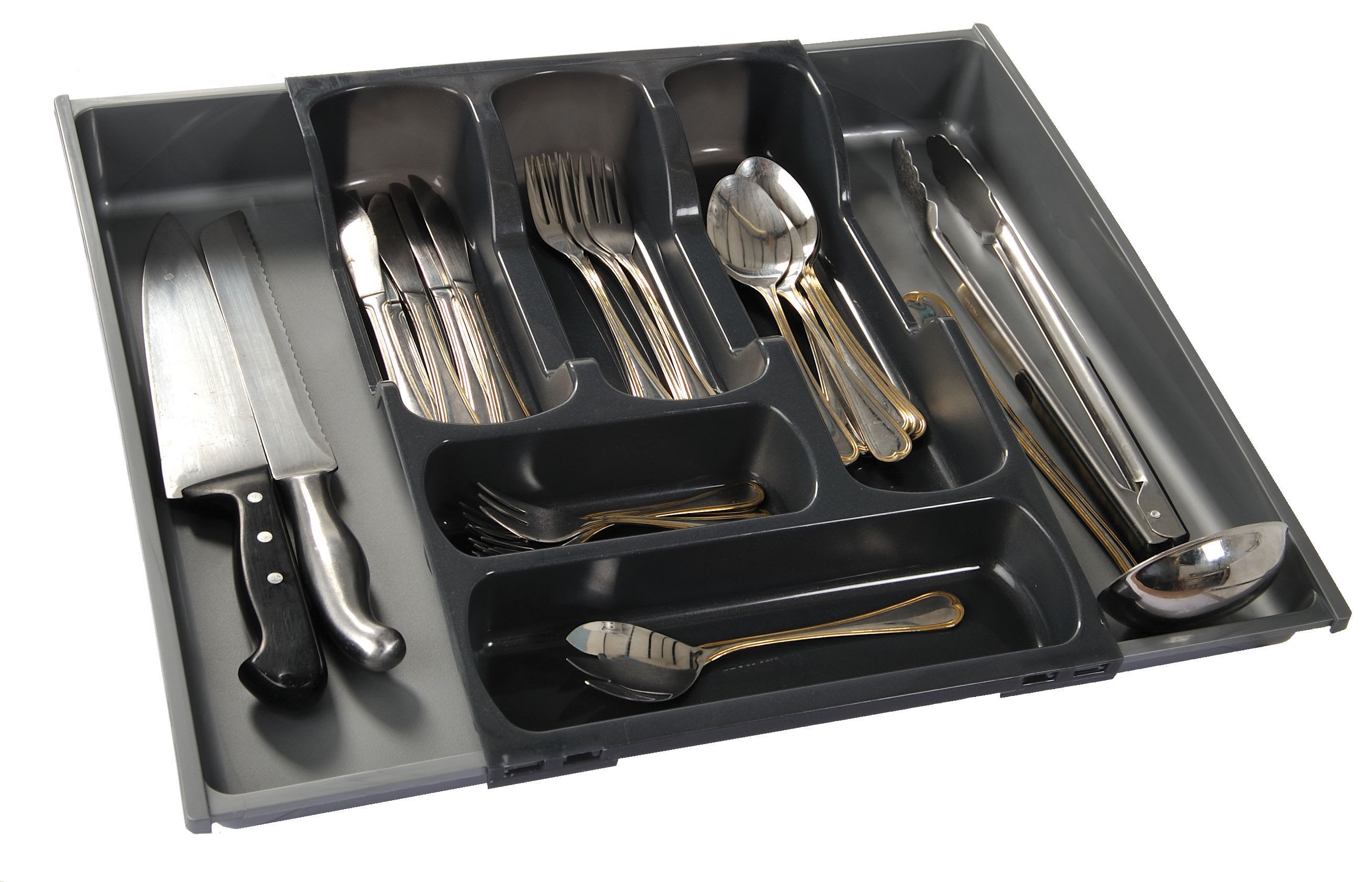 Curver 7 Section Adjustable Cutlery Tray - Black