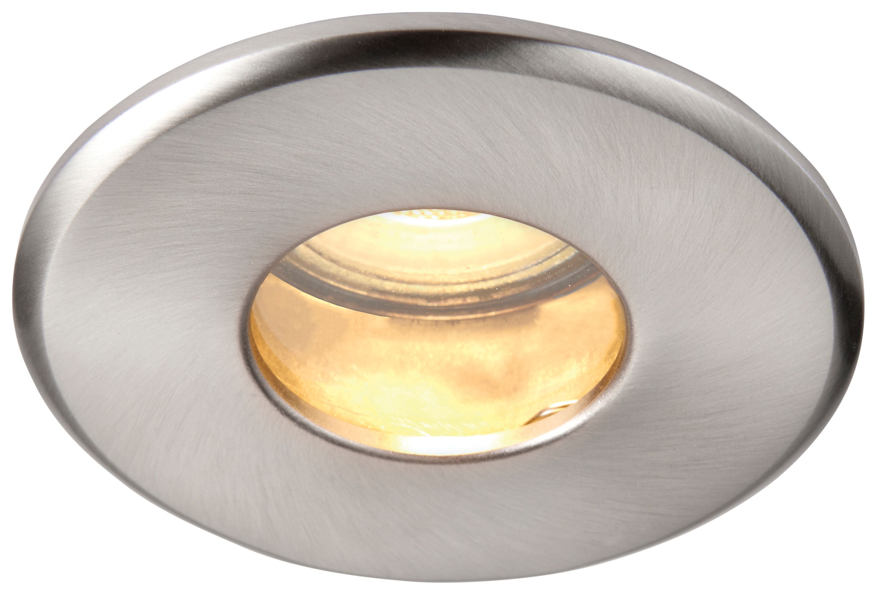 Image of Saxby GU10 Satin Nickel Fire Rated IP65 Cast Fixed Downlight - 50W