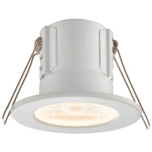 Saxby Integrated LED Fire Rated IP65 Matt White Fixed Warm White Downlight