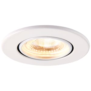 Saxby Integrated LED Fire Rated Adjustable Warm White Dimmable Downlight 500lm - Matt White
