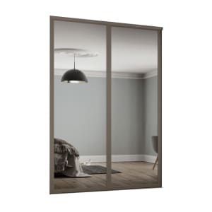 Image of Spacepro 762mm Stone Grey Shaker frame Single panel Mirror Sliding Wardrobe Door Kit
