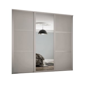 Image of Spacepro 762mm Cashmere Shaker frame 3 panel & 1x Single panel Mirror Sliding Wardrobe Door Kit