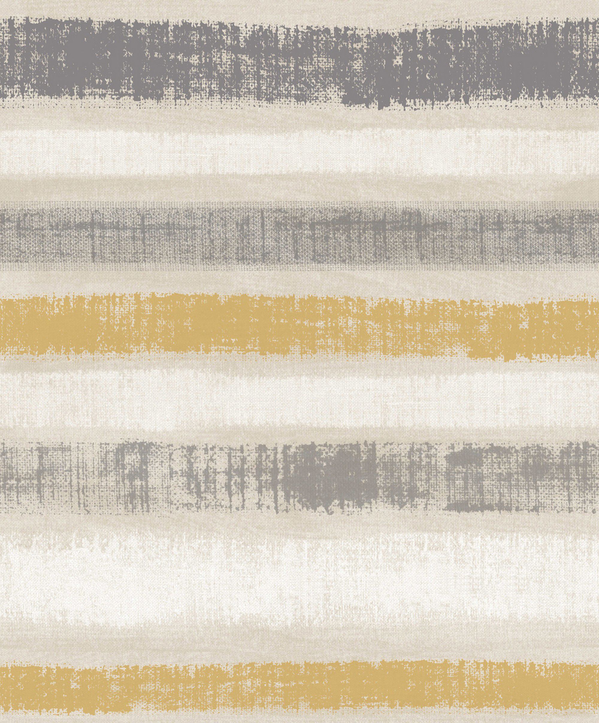 Image of Arthouse Painted Stripe Ochre Wallpaper - 10.05m x 53cm