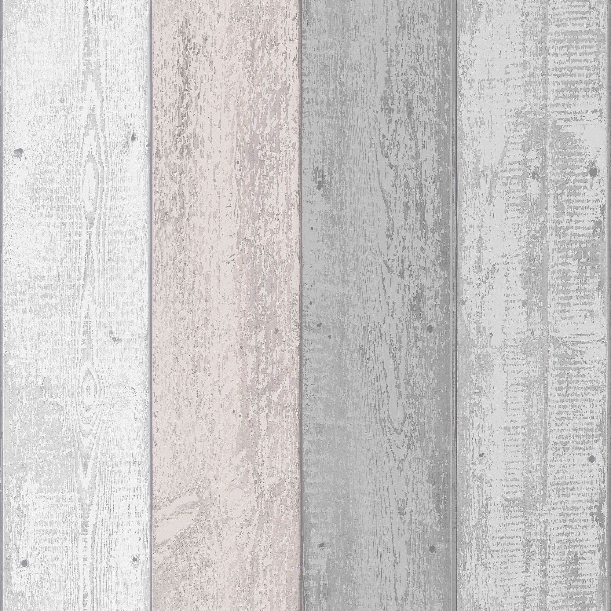 Image of Arthouse Painted Wood Pink & Grey Wallpaper - 10.05m x 53cm
