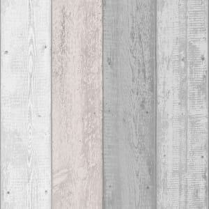 Arthouse Painted Wood Pink & Grey Wallpaper - 10.05m x 53cm