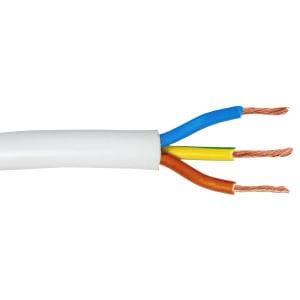 3 Core 3183Y White Round Flexible Cable - 0.75mm - 50m