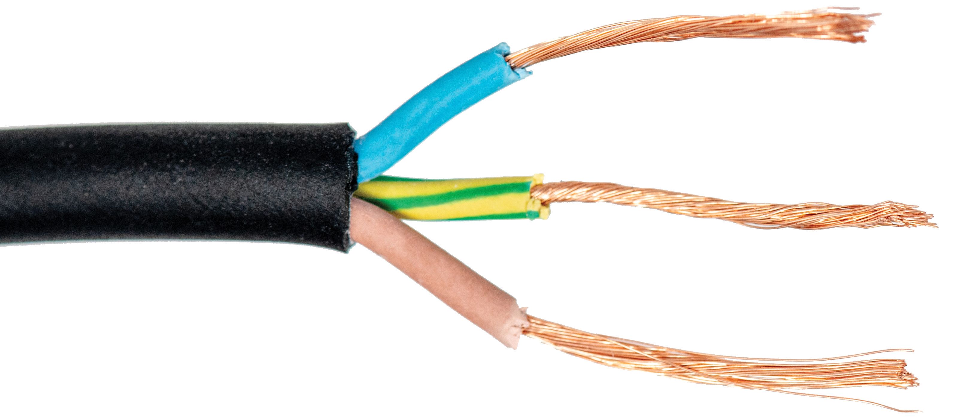 3 Core 3183TRS Black Rubber Flexible Cable - 1.5mm² - 25m
