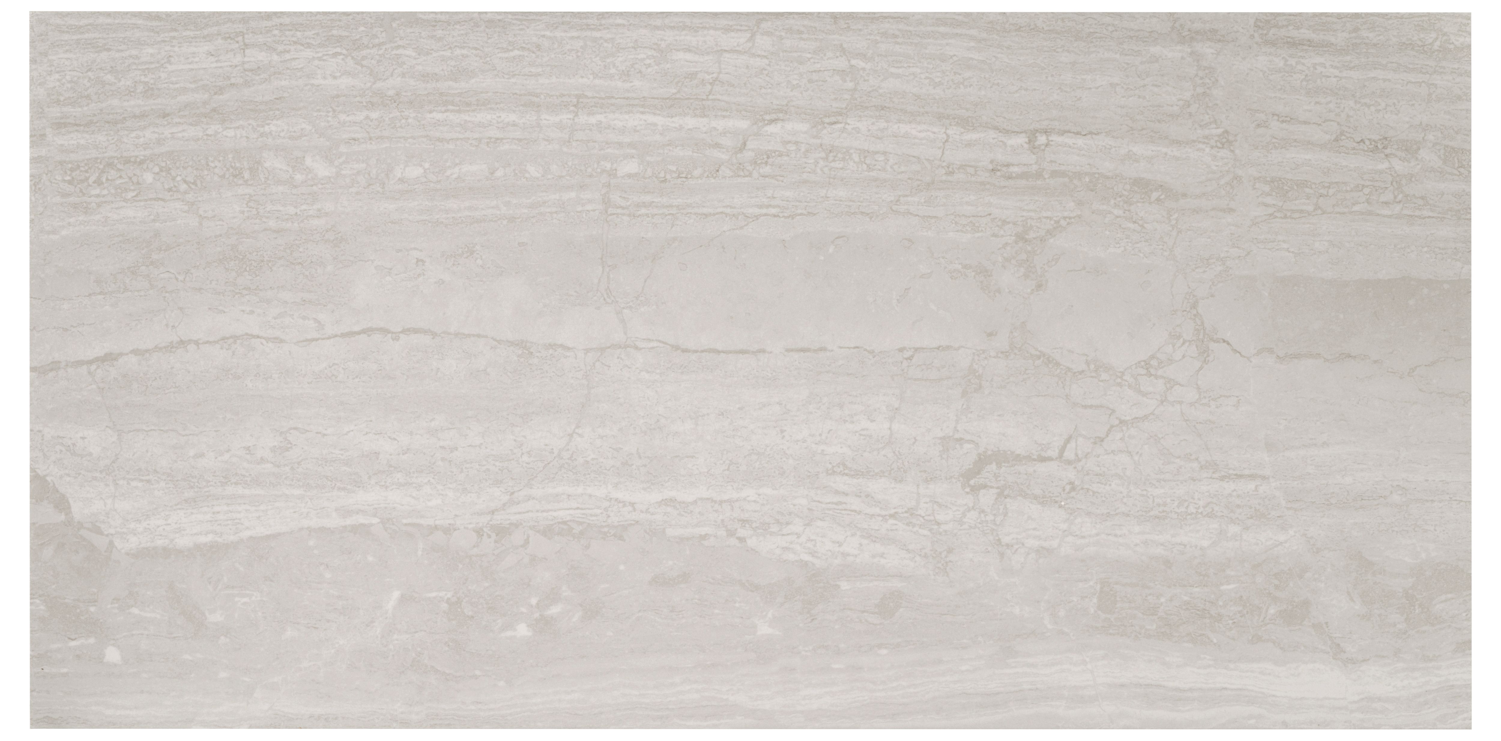 Image of Wickes Olympia™ Grey Polished Stone Porcelain Wall & Floor Tile - 600 x 300mm - Sample