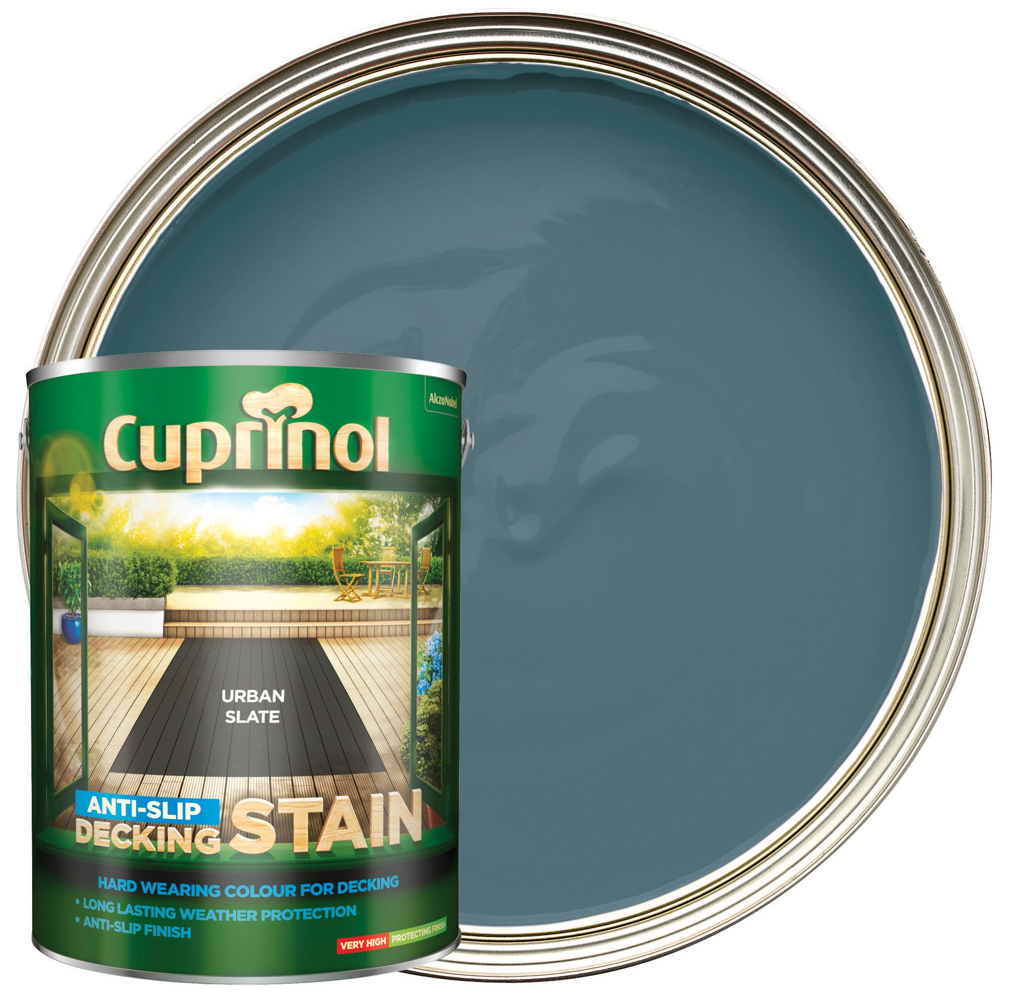 Image of Cuprinol Anti-Slip Decking Stain Urban Slate 5L