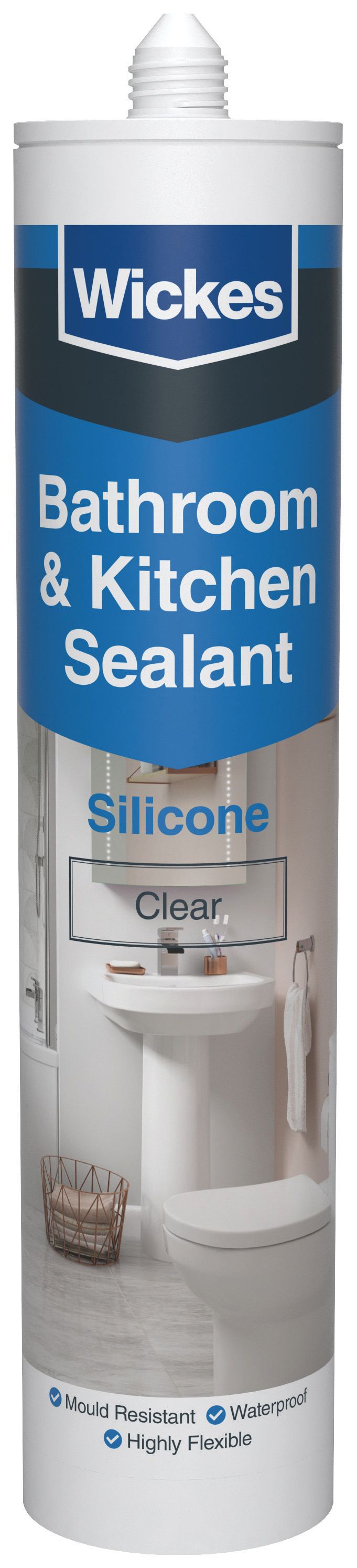 Image of Wickes Kitchen & Bathroom Silicone Sealant - Clear - 300ml