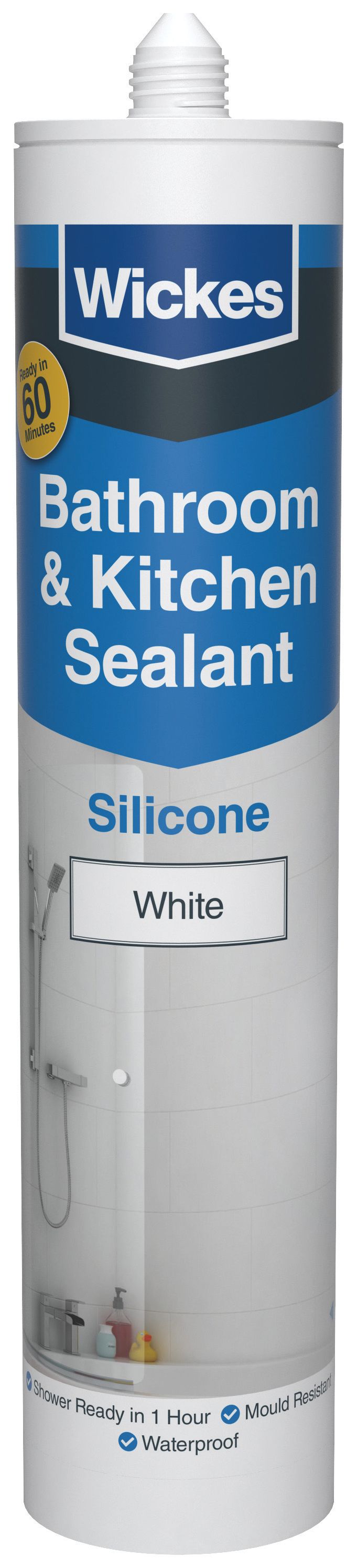 Image of Wickes 60 Minutes Kitchen & Bathroom Sealant - White - 300ml