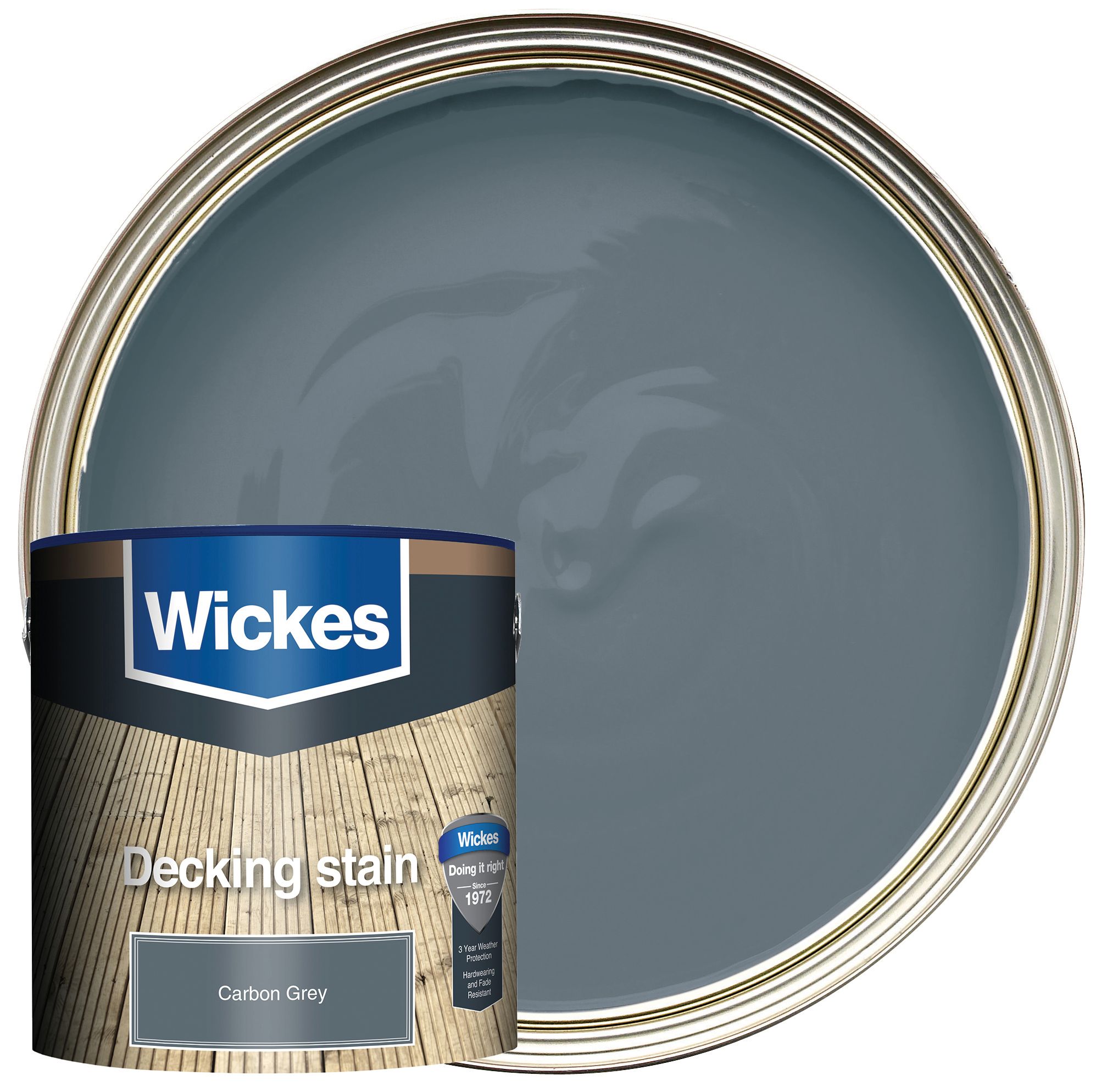 Image of Wickes Decking Stain Carbon Grey 2.5L