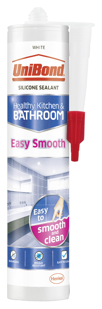 UniBond Easy Smooth Kitchen & Bathroom White Sealant - 371g