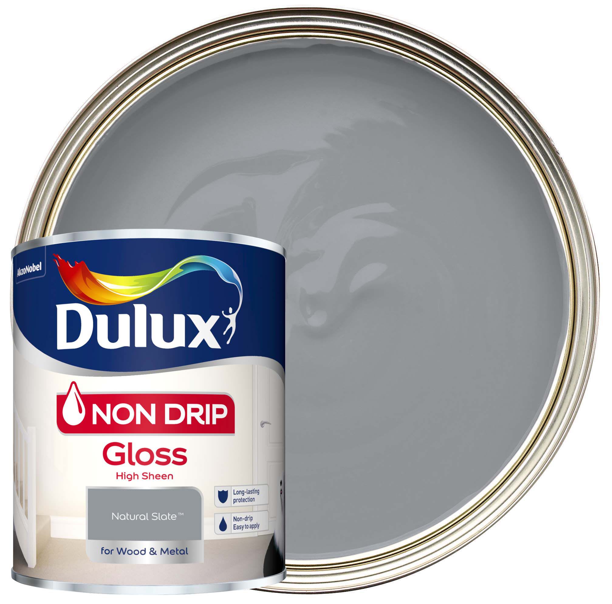 Offer Wickes Dulux Non Drip Gloss Paint Natural Slate