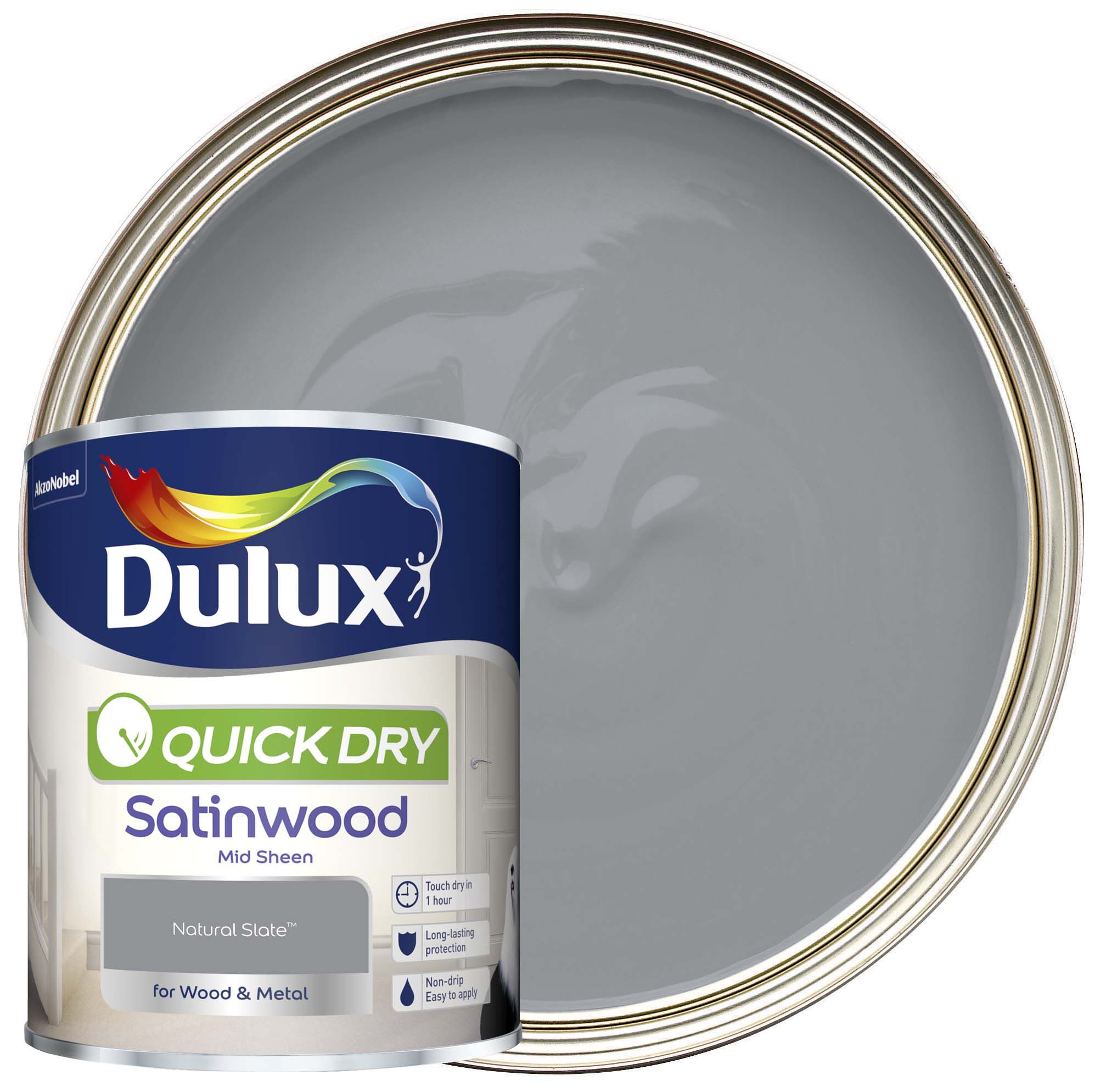 Dulux Quick Dry Satinwood Paint - Natural Slate - 750ml
