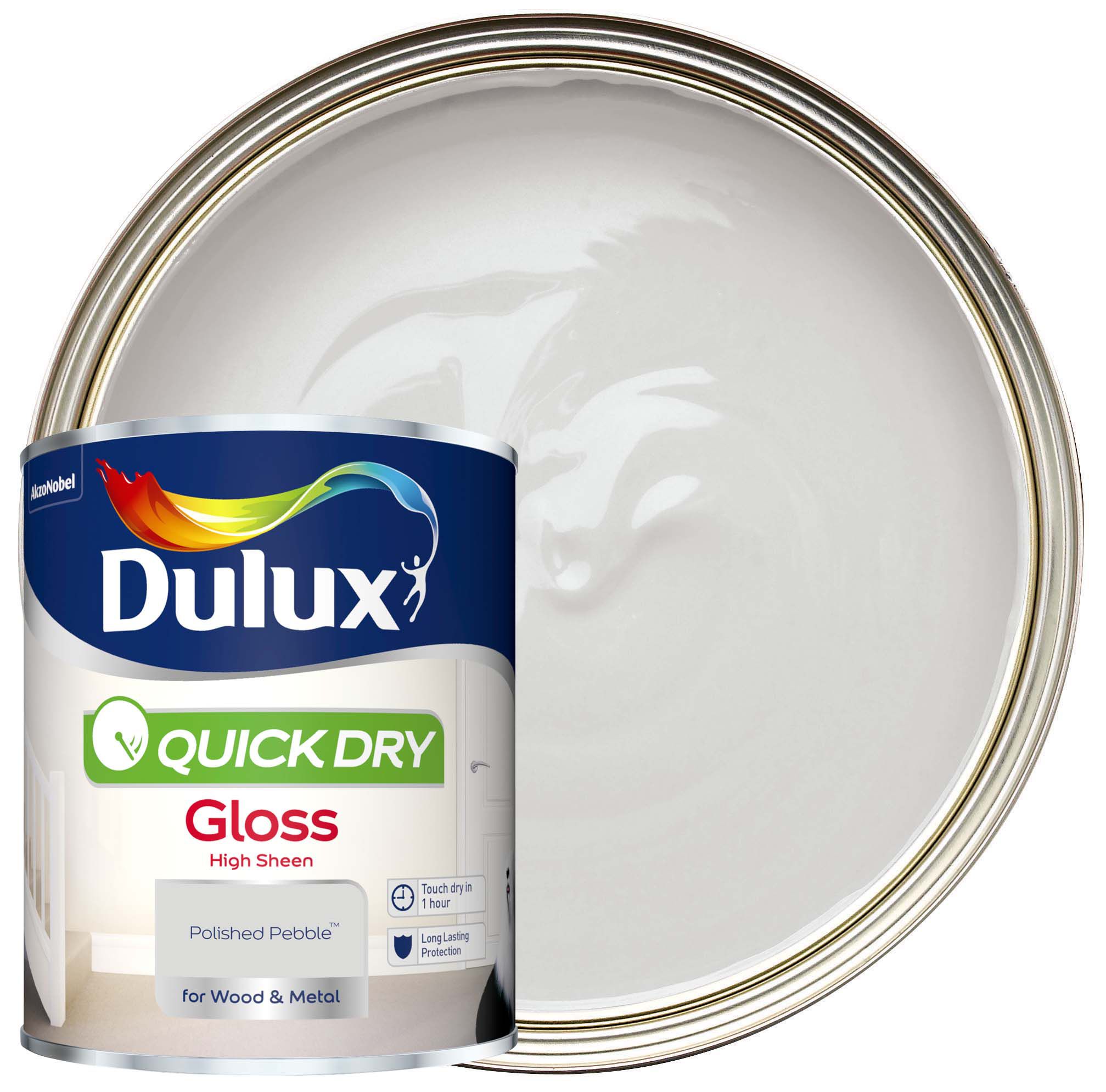 Image of Dulux Quick Dry Gloss Paint - Polished Pebble Paint - 750ml