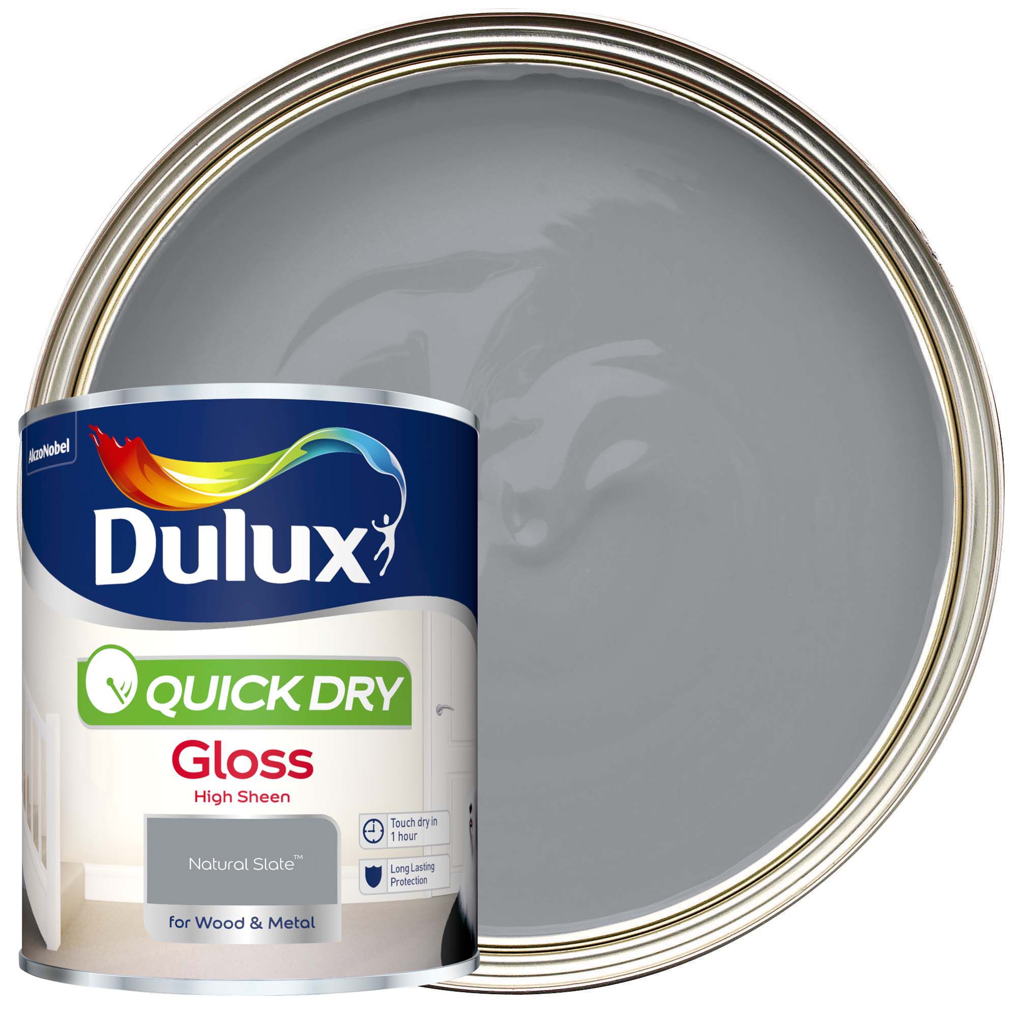 Dulux Quick Dry Gloss Paint - Natural Slate - 750ml