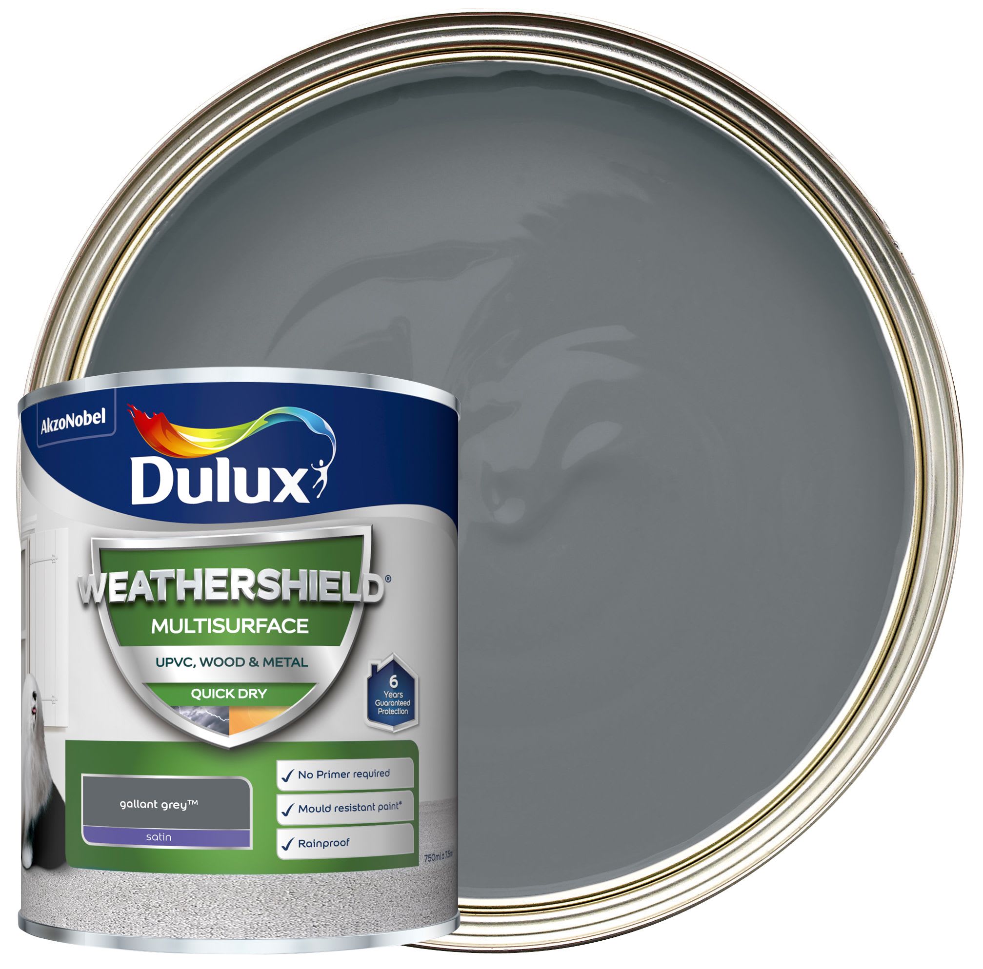 Dulux Weathershield Multi Surface Paint Gallant Grey 750ml Wickes