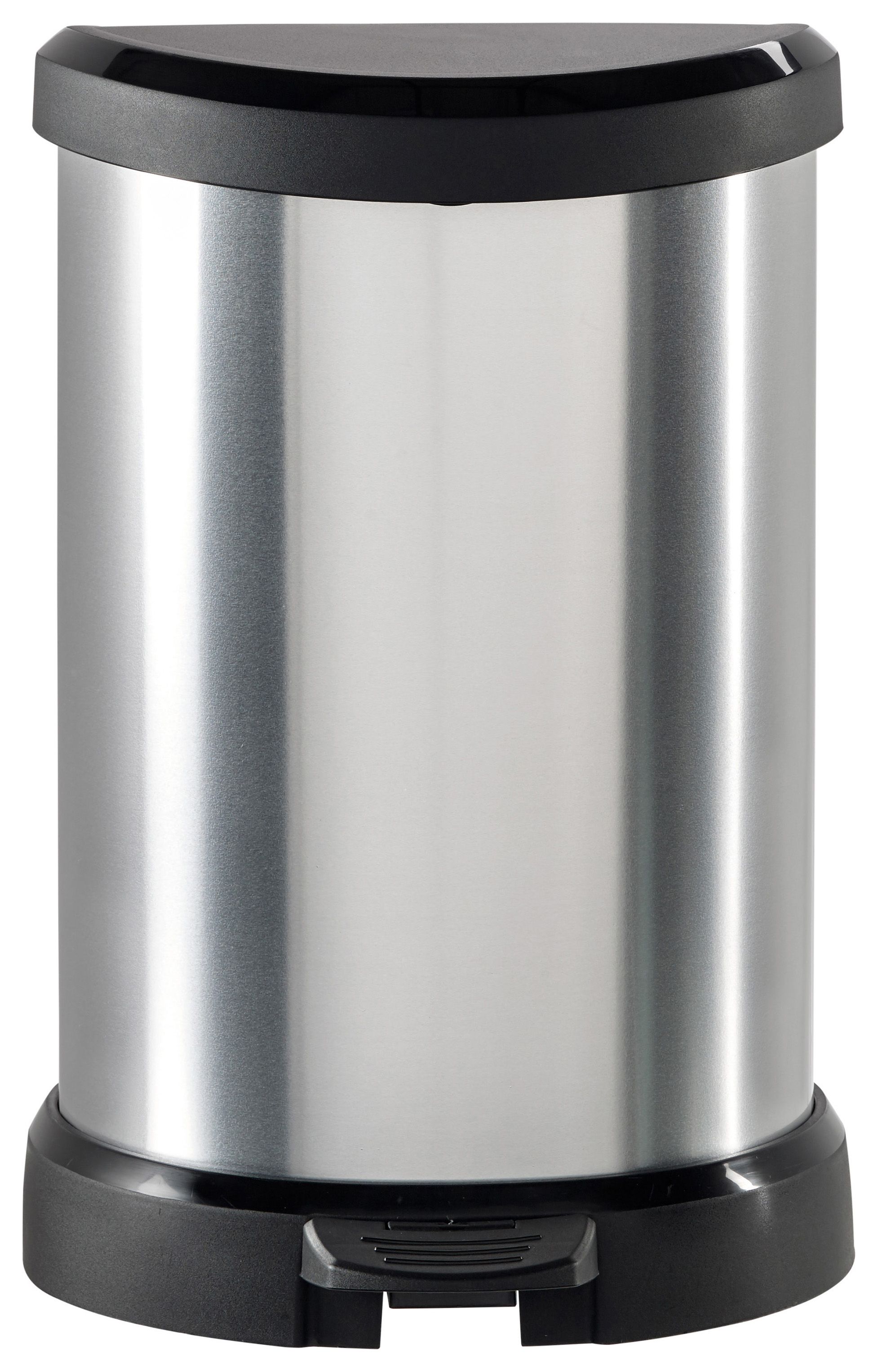 Curver Silver Metal Effect Pedal Deco Bin - 20L