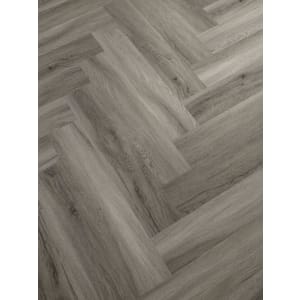 Novocore Herringbone Warm Grey Luxury Vinyl Flooring with Built-in Underlay - 1.51m2