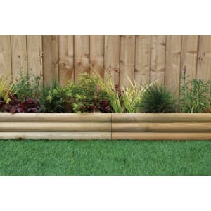 Pack Of 10 New Horizontal Garden Lawn Log Panel Edging 1M X 6 Inch 3 Stakes