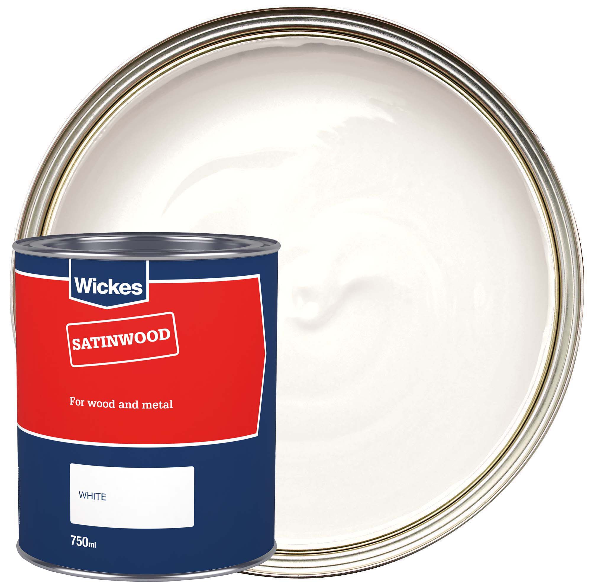 Wickes Basic Satin Wood & Metal Paint - Pure Brilliant White - 750ml