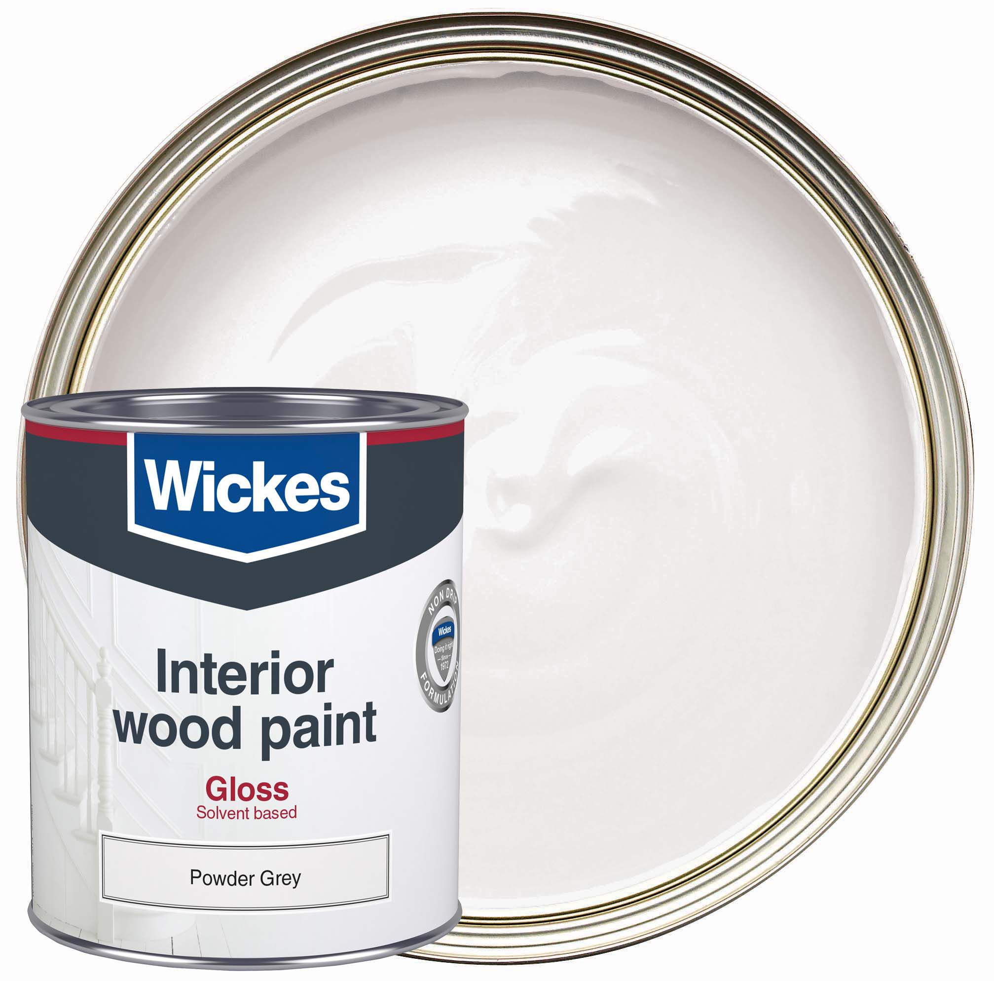 Wickes Non Drip Gloss Wood & Metal Paint - Powder Grey - 750ml