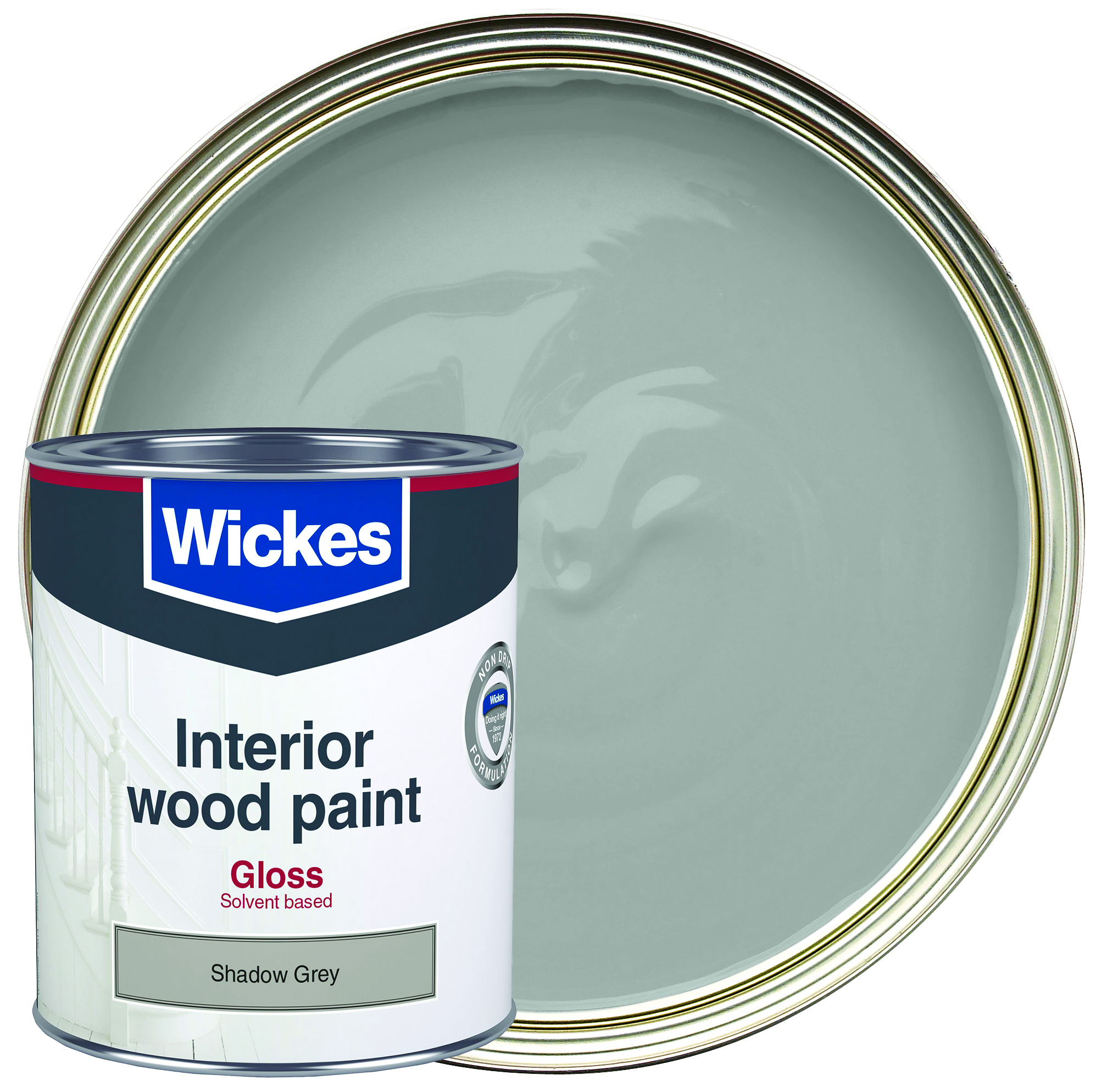 Image of Wickes Non Drip Gloss Wood & Metal Paint - Shadow Grey - 750ml