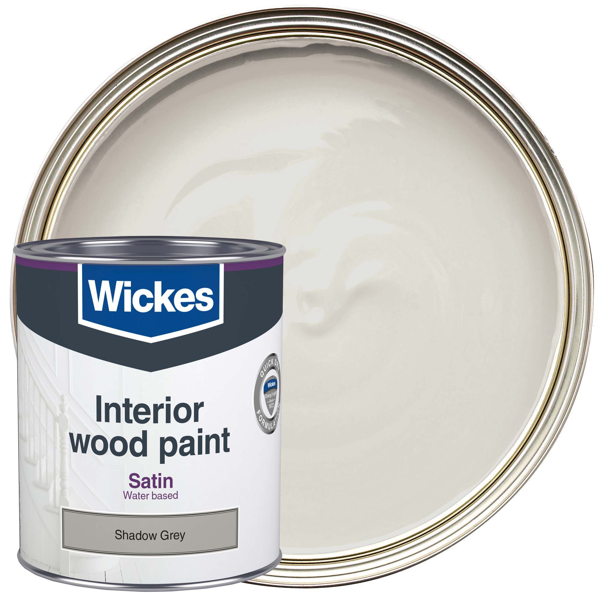 Image of Wickes Quick Dry Satin Wood & Metal Paint - Shadow Grey - 750ml