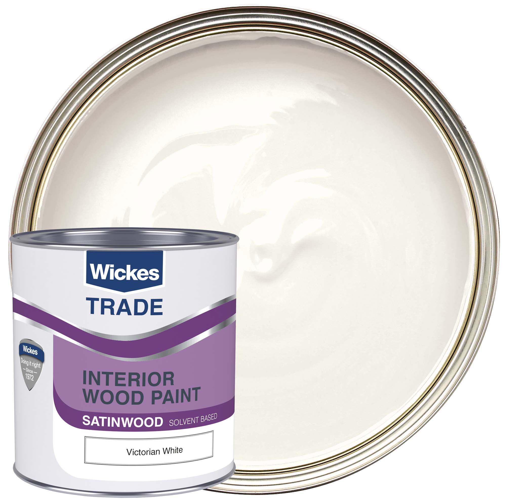 Wickes Trade Satin Wood & Metal Paint - Victorian White - 1L