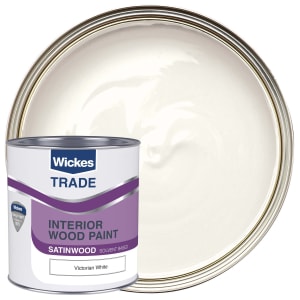 Wickes Trade Satin Wood & Metal Paint - Victorian White - 1L