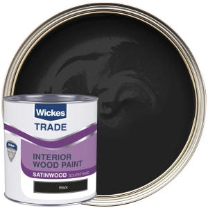 Wickes Trade Satin Wood & Metal Paint - Black - 1L