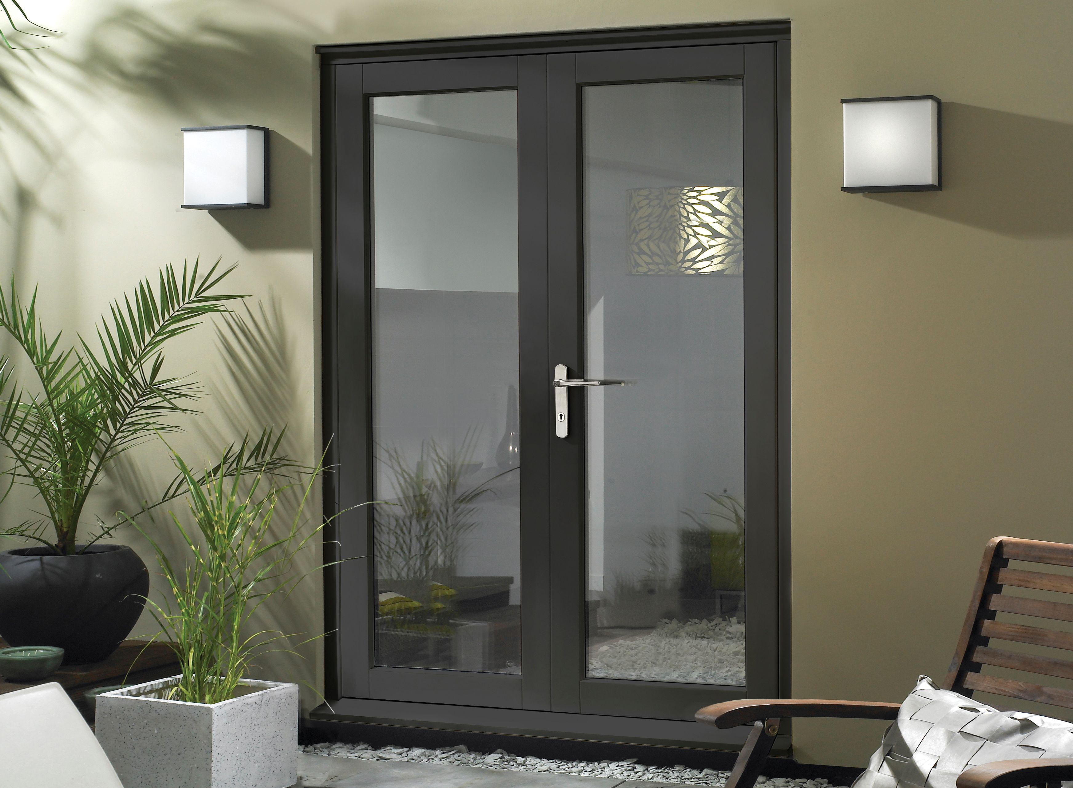 JCI Slimline Grey French Door Set - 1490mm