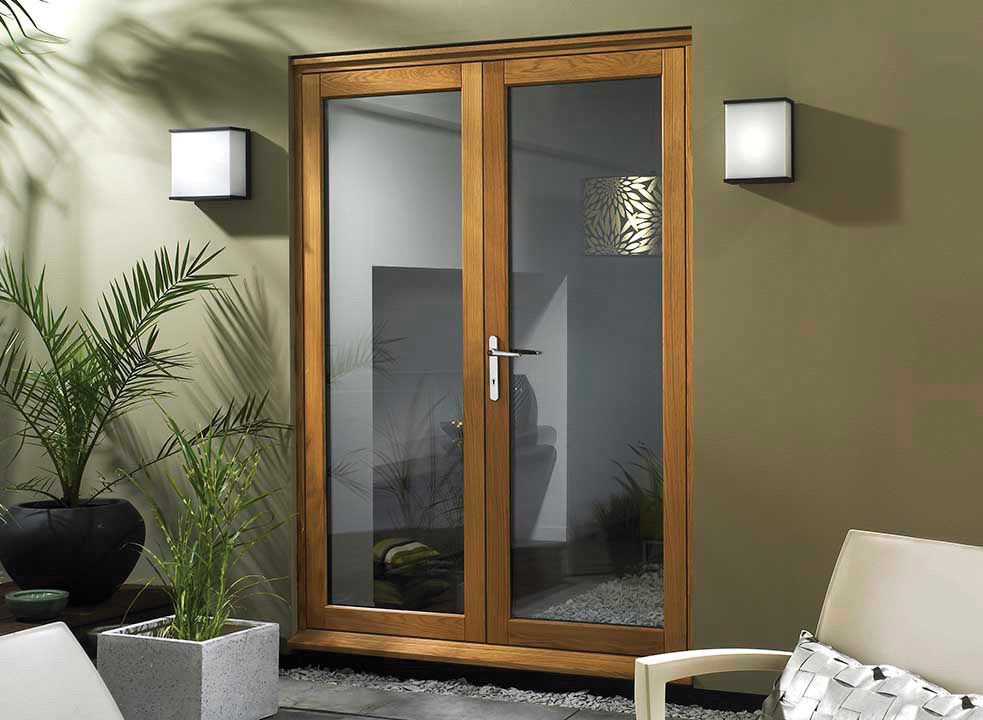 JCI Slimline Oak French Door Set - 1490mm