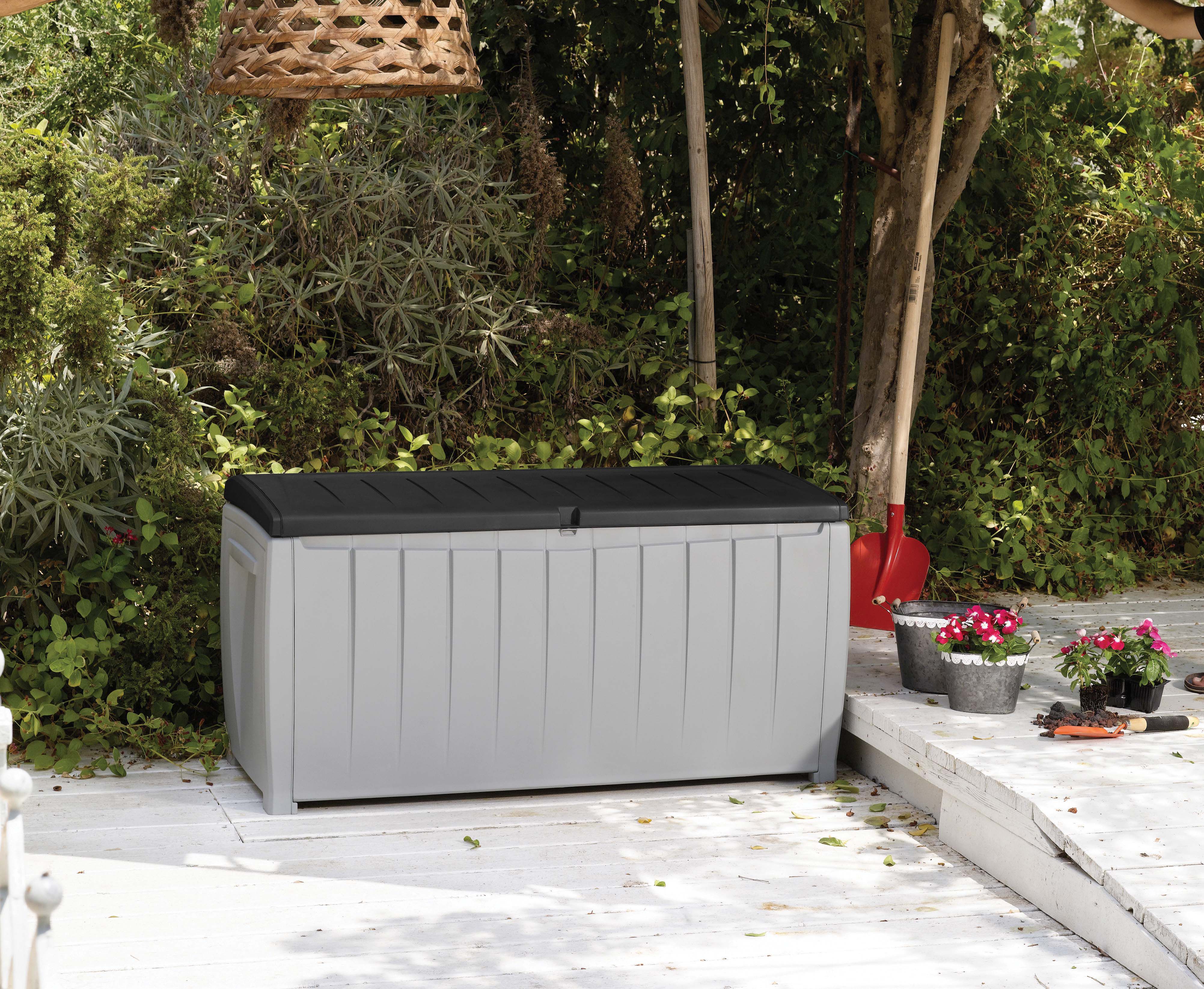 Image of Keter Novel Deluxe 340L Outdoor Garden Storage Box - Graphite