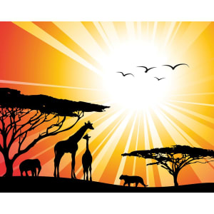 ohpopsi Sunset Safari Wall Mural