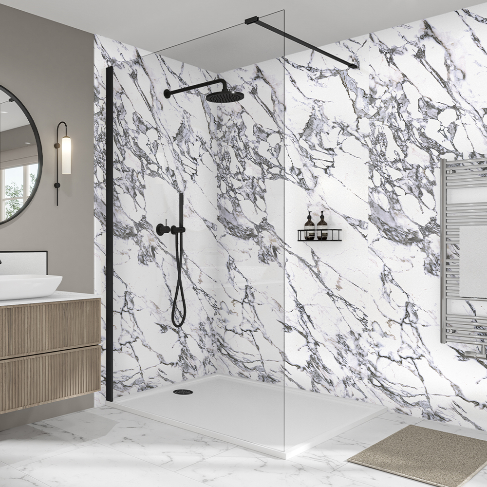 Mermaid Elite Marmo Migliore Post Formed Finished Edge Single Shower Panel - 2420 x 1200mm