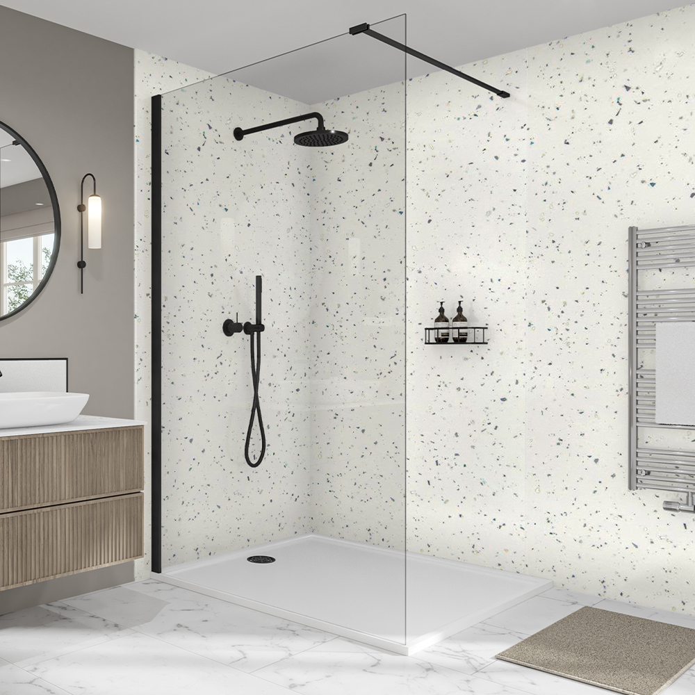 Image of Mermaid Elite Quartzo Bianco Post Form Single Shower Panel - 2420 x 1200mm