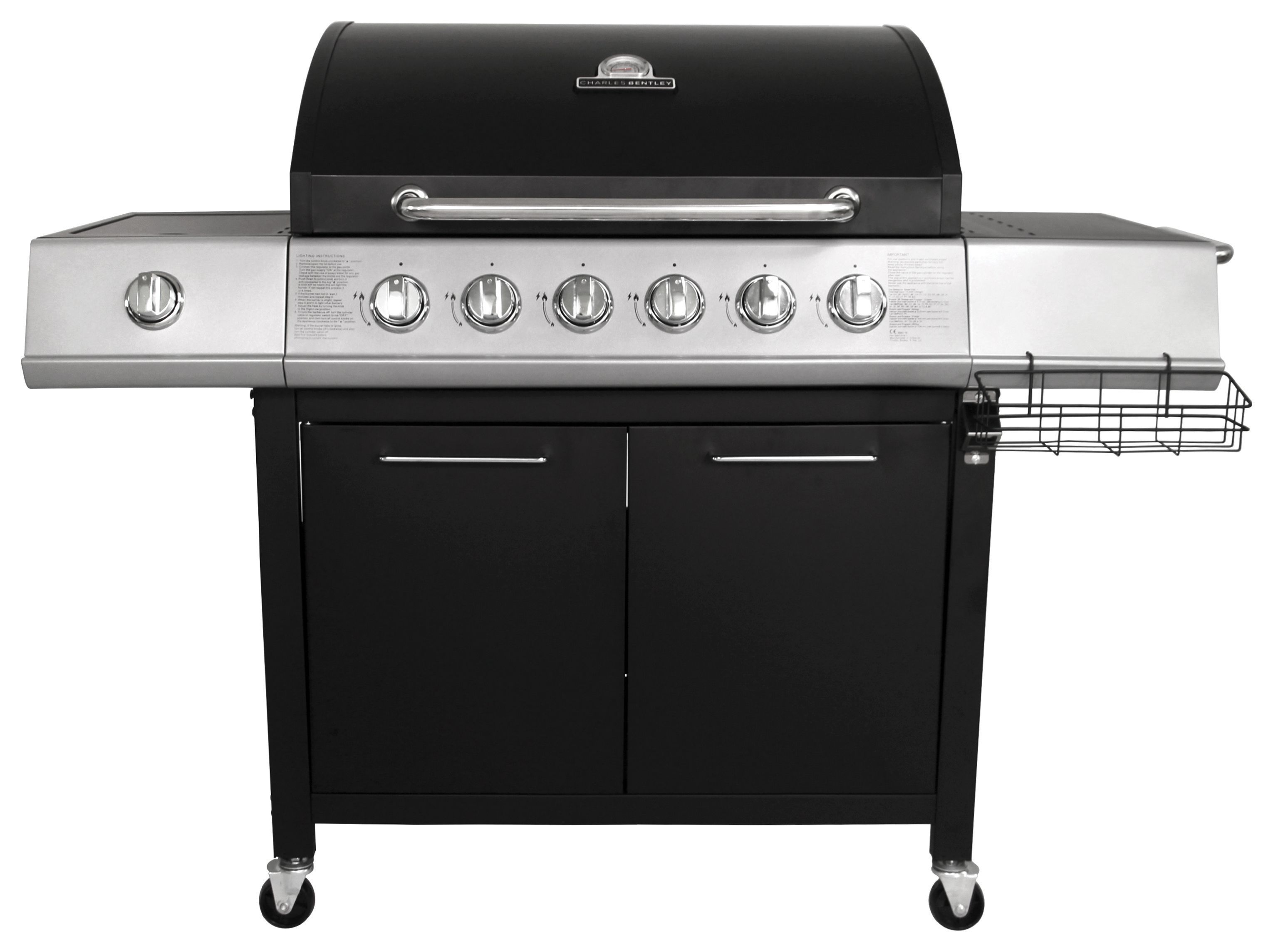 Image of Charles Bentley 7 Burner (6+1 Side) Gas BBQ - Black