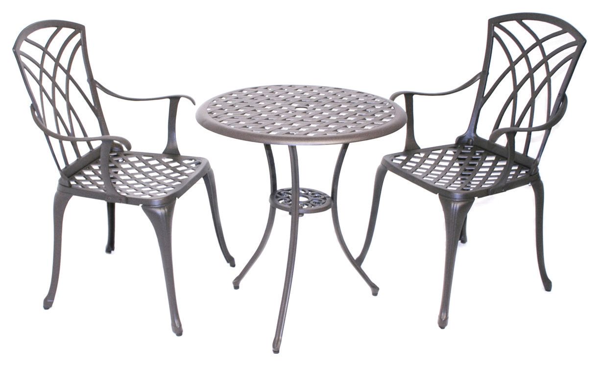 Image of Charles Bentley Cast Aluminium Garden Bistro Set - Black with Bronze Finish